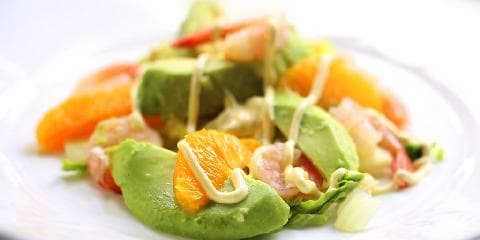 Appelsin med avokado og reker