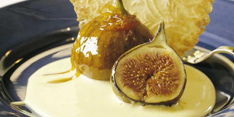 Karamelliserte fikener med champagne-sabayon