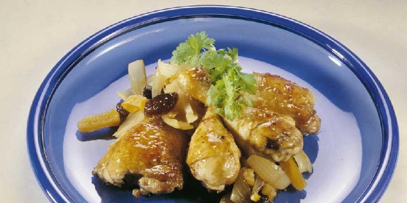 Kyllinggryte med cognacmarinert tørket frukt