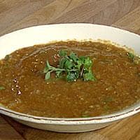 Rød linsesuppe med grønne bønner