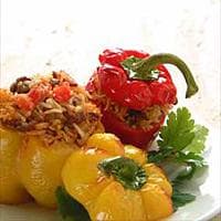 Paprika fylt med ris og kjøtt