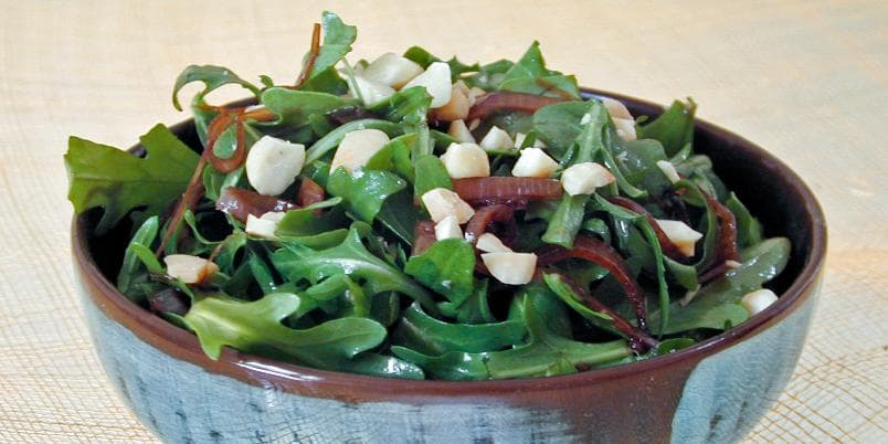 Ruccolasalat med sjalottløkvinaigrette