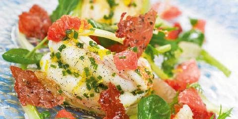 Salat med stangselleri, sitrusfrukter, vanilje og sjøkreps