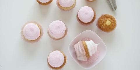 Sitroncupcake med rosa sukker