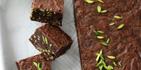 Fudge brownies med pistasjnøtter