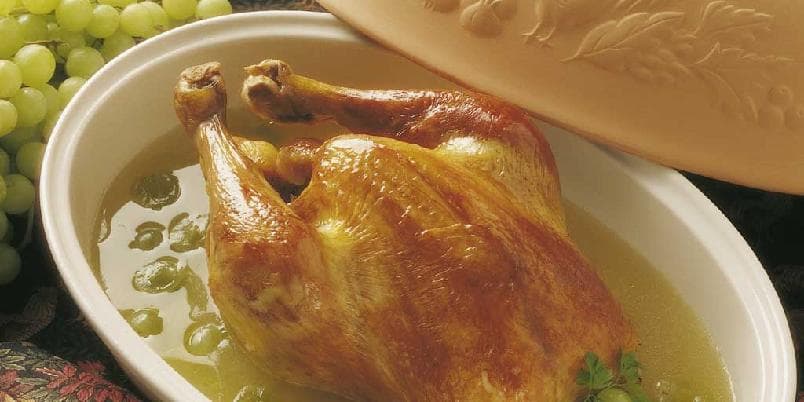 Kylling fylt med druer