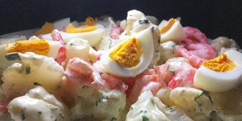 Lun blomkål med reker og urtesaus