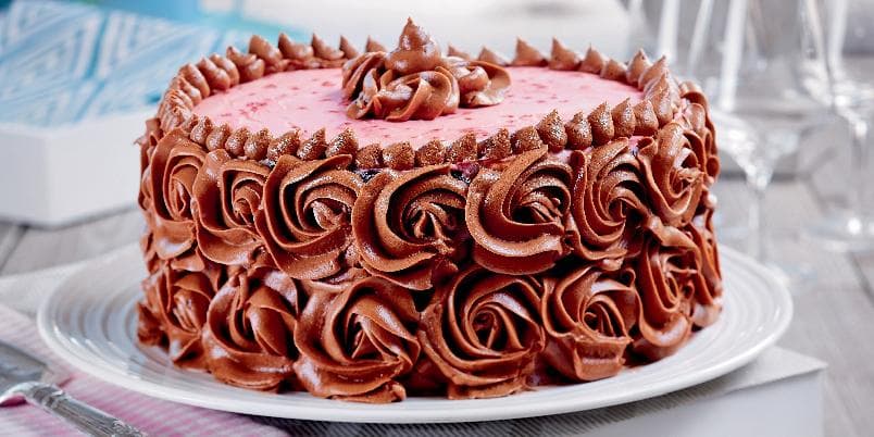 Sjokoladekake med bringebærfyll